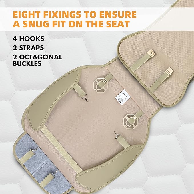 Elantrip Auto Car Seat Covers Leather Car Seat Protector for Women Airbag Compatible Diamond Pattern PU Seat Cover Universal Fitness 2PCs Beige