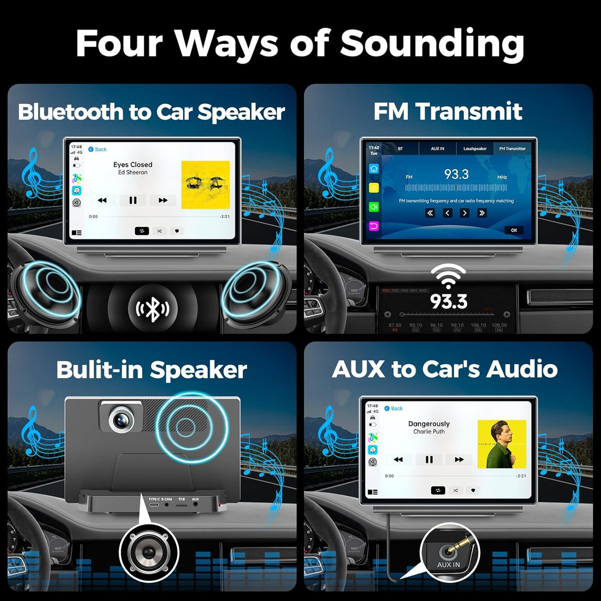 7" Wireless Apple CarPlay Android Auto Screen for Car - 4K Dash Cam, GPS Navigation, HD Touchscreen, AirPlay, 1080P Backup Camera, Car Stereo