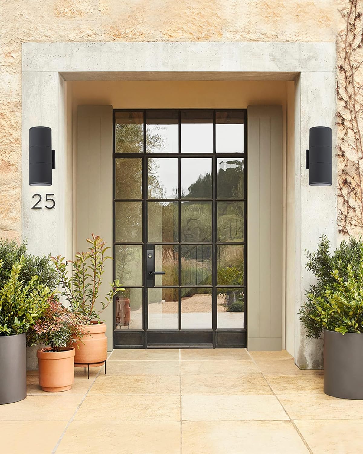 Ken & Ricky 14Inch Exterior Lighting Fixtures,Outdoor Cylinder Wall Lights,Black Outdoor Sconces Set of 2, Outside Light Fixtures for House,Front Door,Entrance, Garage,Porch-2pk