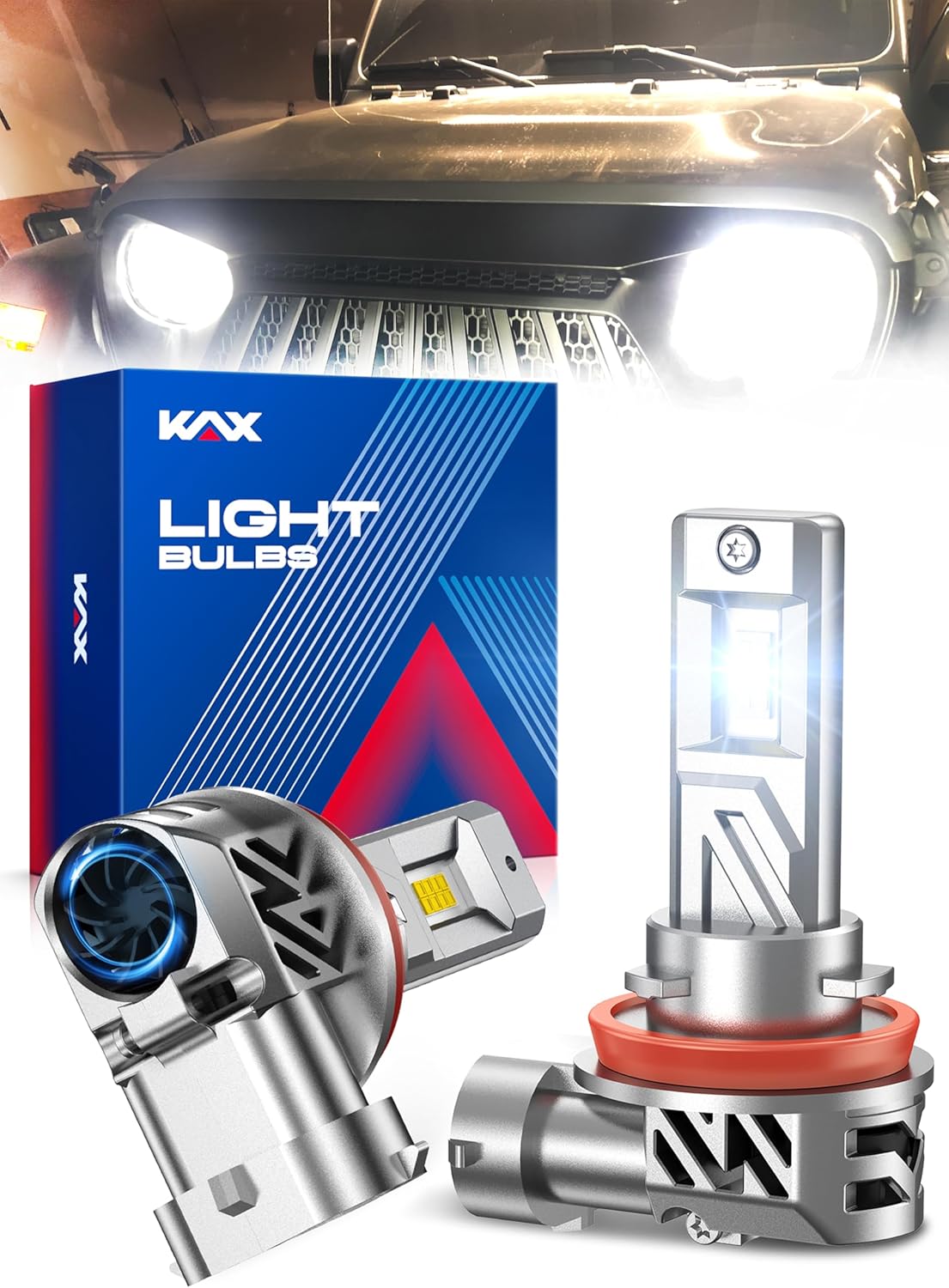 KAX 2025 10X Brightener 9005 Led Bulb for Car Owners, 50000Lm HB3 for Drivers at Night, LED Bulb During Bad Weather, 1:1 Real Size, 100000 Hours Lifespan, 99% Fit Your Vehicles, Plug & Play, 2 Pack