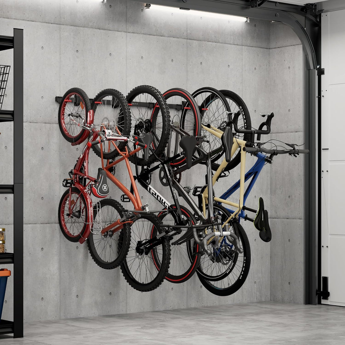 Mount-It! WheelsUp Bike Wall Mount for 6 Bikes | Heavy-Duty Garage Storage Rack | Adjustable Padded Hooks | Space-Saving Vertical Bike Storage Solution for Home and Garage, Max Capacity 330 lbs