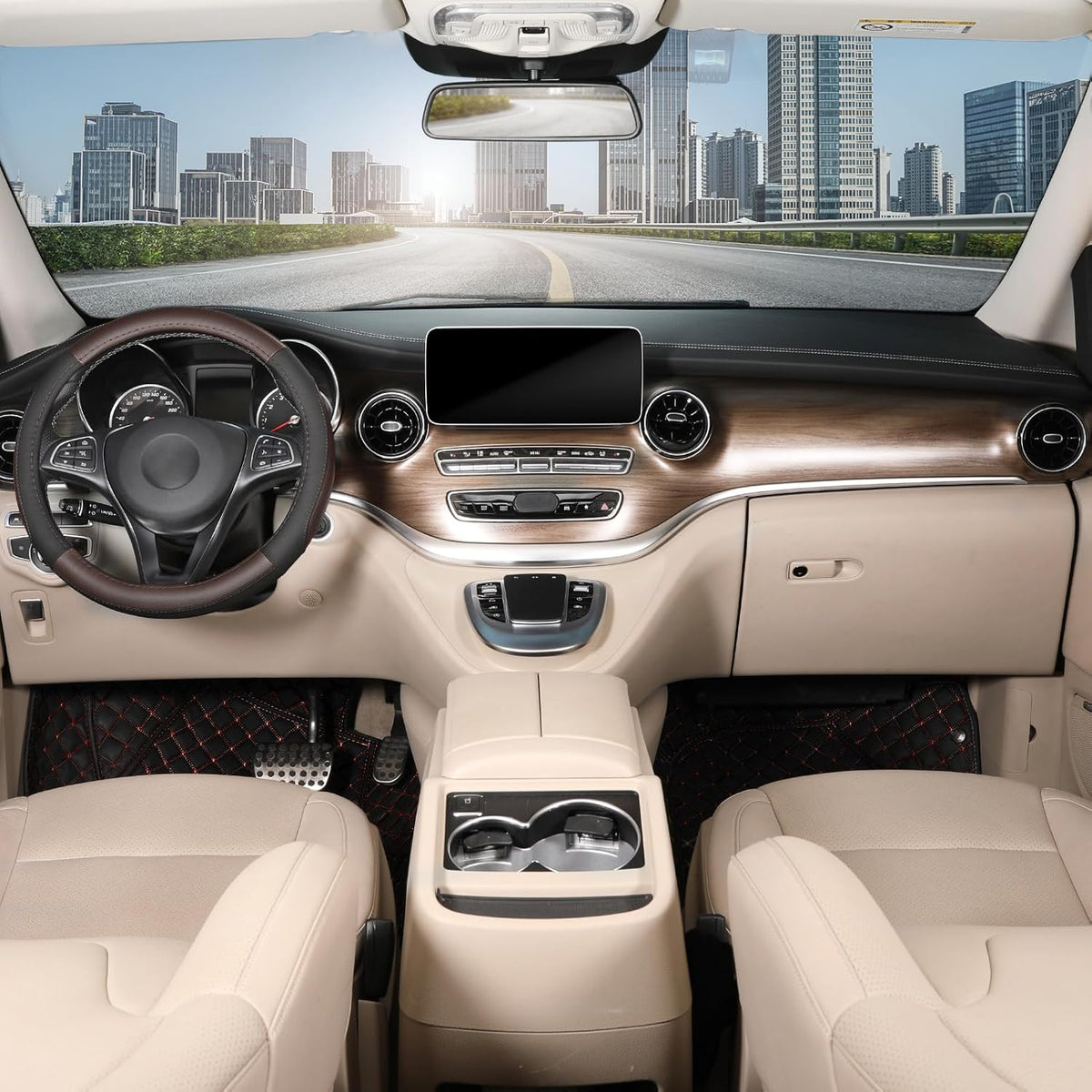 SEG Direct Steering Wheel Cover for Car, Standard Size 14.5-15 inch, Auto Interior Accessories, Black and Dark Brown
