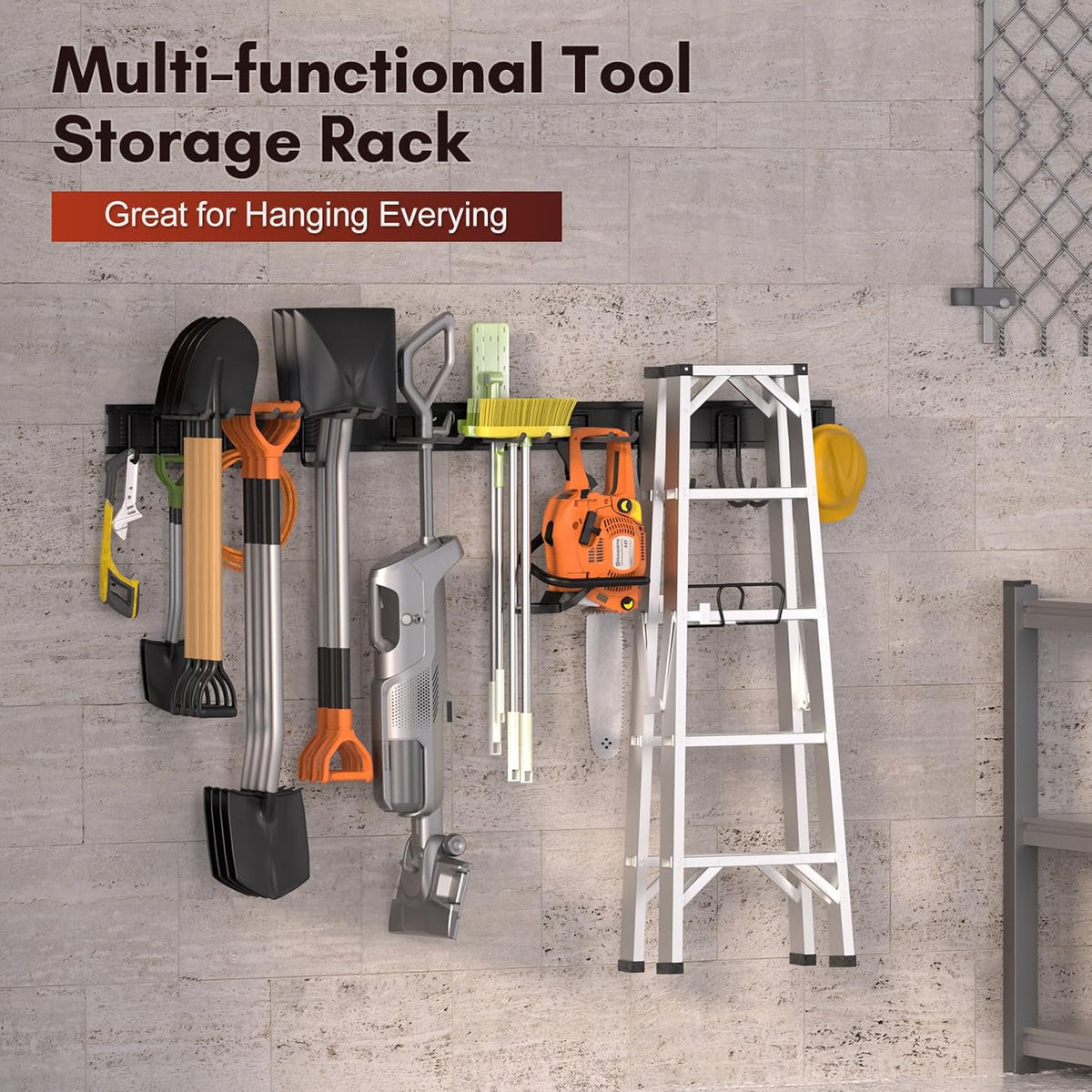 Garage Tool Organizer Wall Mount,Garden Tools Rack Holder,64 Inch Storage Hanger with Removable Heavy Duty Hooks