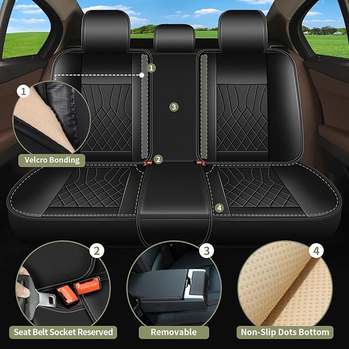 Full Set Car Seat Covers for Mazda CX5 CX-5 2013-2025 2026: Breathable Perforated Leather Seat Cover (Black)