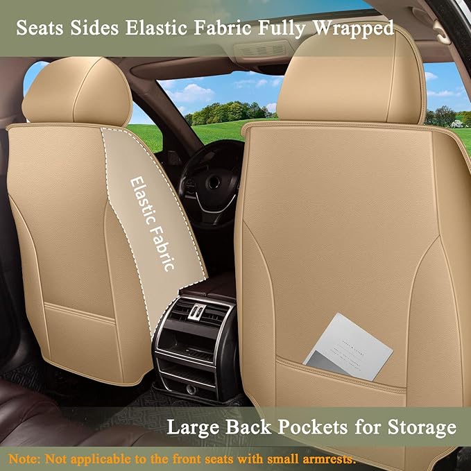 Breathable Car Seat Covers for Mazda 6 2021 2020 2019 2018 2017 2016 2015 2014 2013 2012 2011 2010, Perforated Leather Full Set 5 Seats, for Mazda 6 Accessories (Beige&Brown)