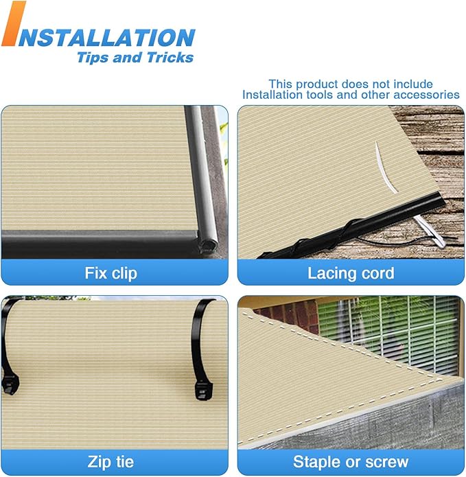 TANG Sun Shade Fabric Roll 8'x145' Shade Cloth for Garden Beige HDPE Mesh Shading Pergola Cover Replacement Canopy, 95% Blockage Sunshades for Outdoor Patio Backyard Plant