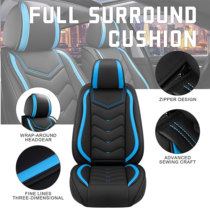 CTDS Car Seat Covers for Toyota RAV4 2000-2026, Stylish Sport Seat Cover, Premium Nappa Leather Car Seat Cover. Automobile Seat Covers Sets.(Standard 5 Seats/Black Blue)