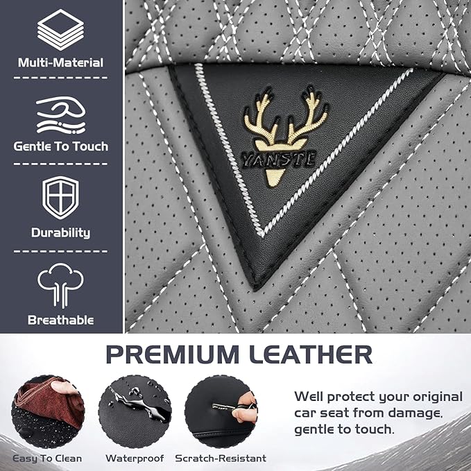 Truck Seat Covers for Ford Bronco 2021-2026, Waterproof Premium Leather Full Coverage Car Seat Cover, Muscle Sport Style Auto Interior Seat Cover Sets (Full Set/Black Gray)