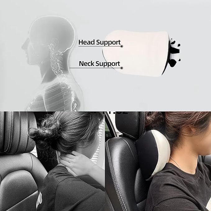 Car Headrest Pillow 2PCS Cute Car Seat Neck Pillow Car Decor Accessories Memory Foam Neck Support Cushions for Comfortable Driving Easy Install & Washable (Panda Black)