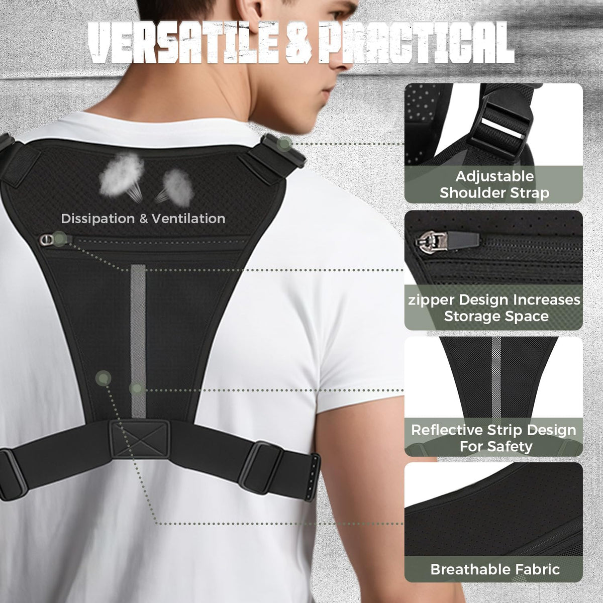 Outdoor Chest Bag For Men, EDC Chest Pack With Built-In Phone Holder, Lightweight Chest Rig Pouch