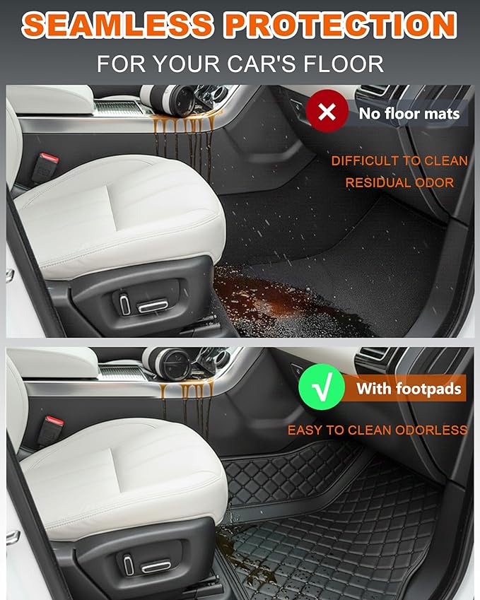 All-Weather car Floor MATS-Suitable for 99% of car Models,Leather car mat, offering Personalized Embroidery and Multiple Color Options,Provide Protection for car Rug (Darkbrown1)
