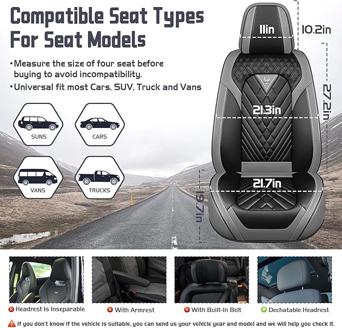 Truck Seat Covers for Toyota Tundra 2008-2026, Waterproof Premium Leather Full Coverage Car Seat Cover, Muscle Sport Style Auto Interior Seat Cover Sets (Front Set/Gray Black)