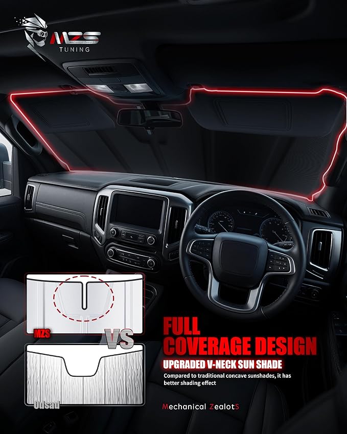 MZS Windshield Sun Shade Compatible with Maxima 2009-2014, Foldable Truck Sun Shade Shield with Storage Pouch, Front Window Visor Sunshade Accessories for Interior Protector