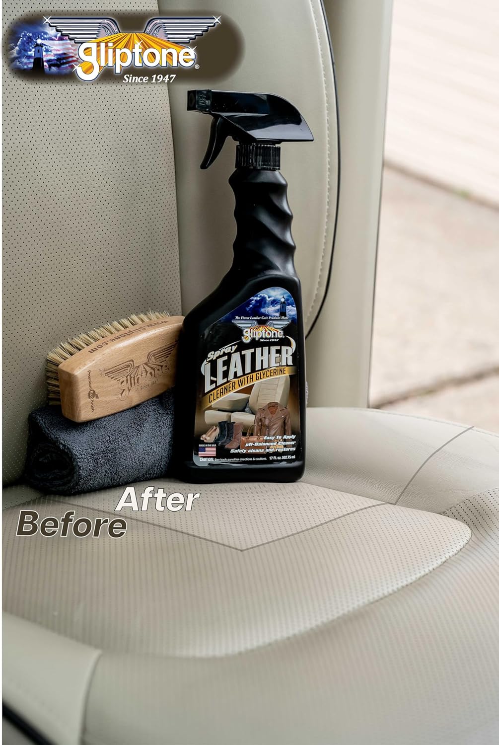 Spray Leather Cleaner with Glycerine Spray, pH Balanced, Safely Cleans and Restores, 17 fl oz