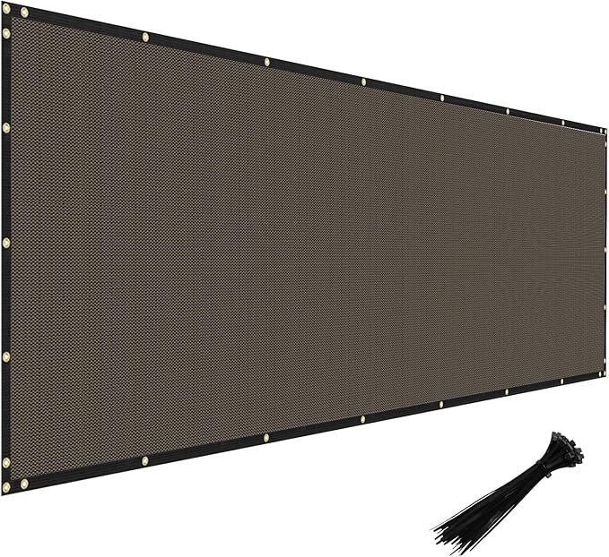 Windscreen4less Privacy Fence Screen Heavy Duty Windscreen Fencing Mesh Fabric Shade Net Cover with Brass Grommtes for Outdoor Wall Garden Yard Pool Deck, 8'x176' Brown