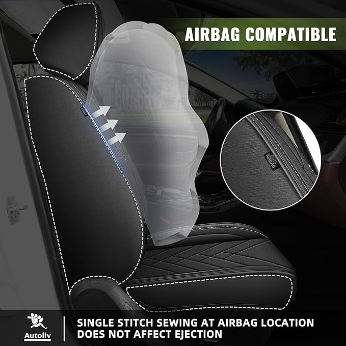 AOMSAZTO Front Seat Covers Fit for Nissan Rogue Sport 2017-2022 Waterproof Faux Leather Car Seat Cover Compatible with Airbag(2PCS Front, Black)