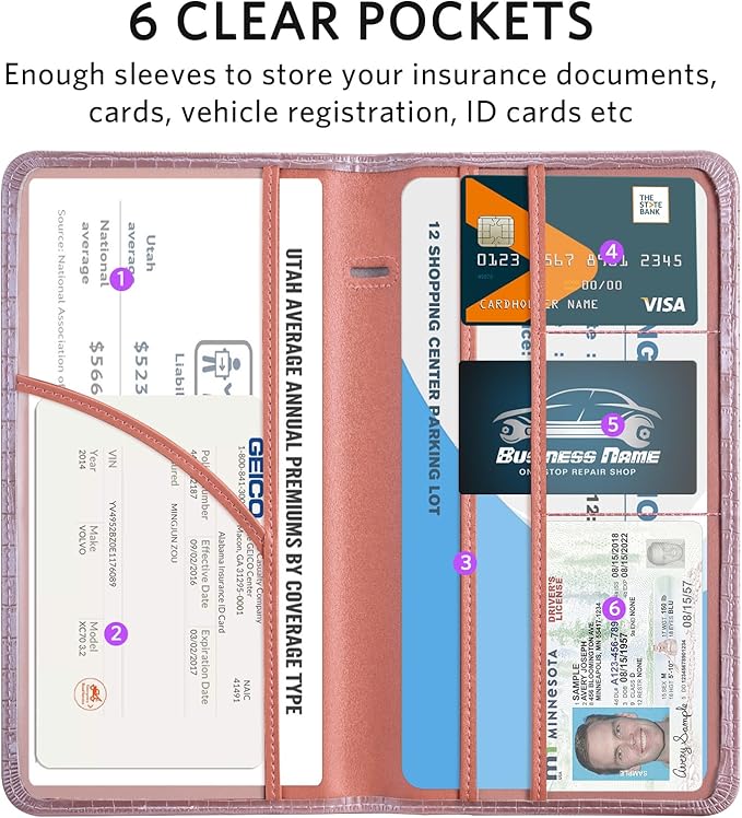 CoBak Car Registration and Insurance Holder - Vehicle Glove Box Car Organizer,Auto Truck Comparment Accessories Case with Magnetic Closure for Driver License,Cards