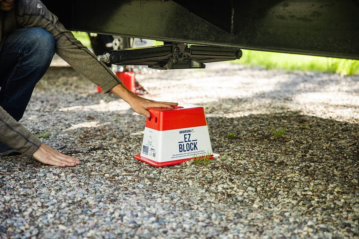 ANDERSEN HITCHES | RV Accessories | Single Trailer EZ Jack Block| Leveling System | RV Stabilizer Stands | Heavy Duty Camper Level for RVs | 3621