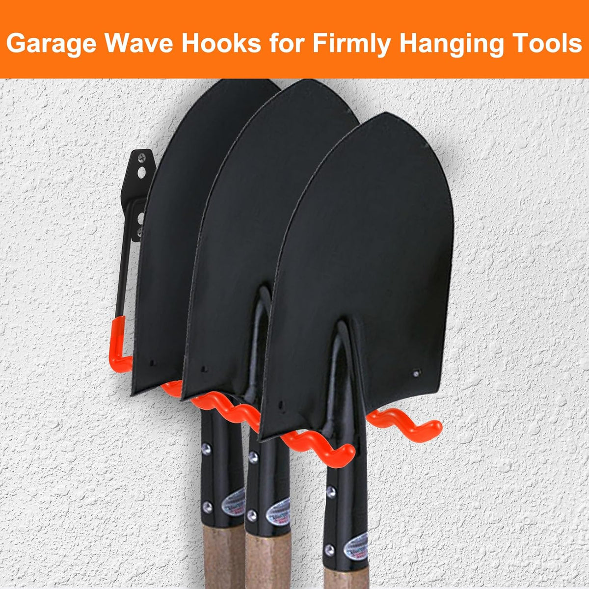 Wall Mounted Garage Hooks Tool Organizer, 12.4 Inch Garage Storage Hook Heavy Duty Utility Wall Hangers Orange for Ladders, Hose, Garden Tools, Set of 4