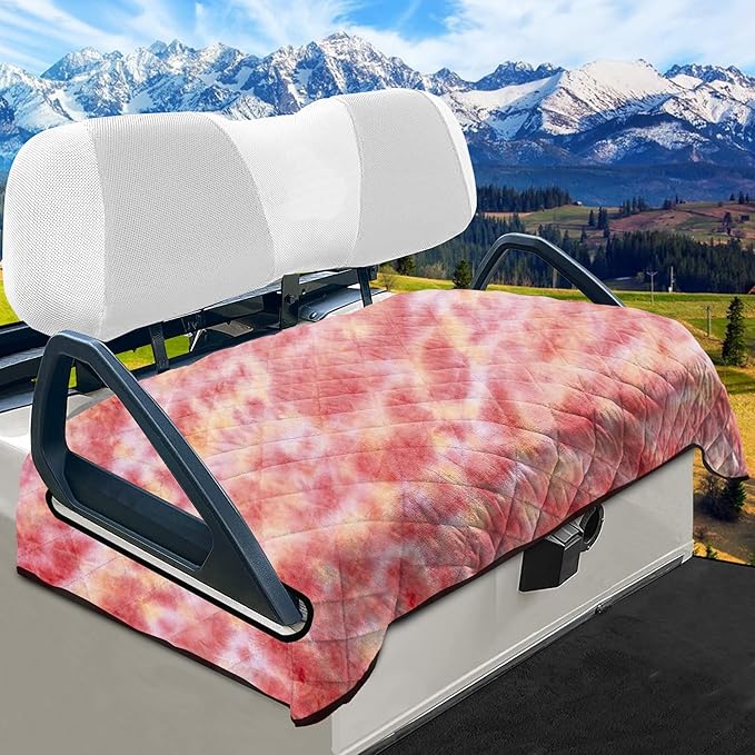 YOKYHOM Golf Cart Seat Covers for 2 & 4 Passenger Carts, Thick Short Plush with Non-Slip Backing, Ultra Soft Seat Towel Blanket, Fits EZGO, Club Car, Yamaha, 51"x30.5", Colorful Red