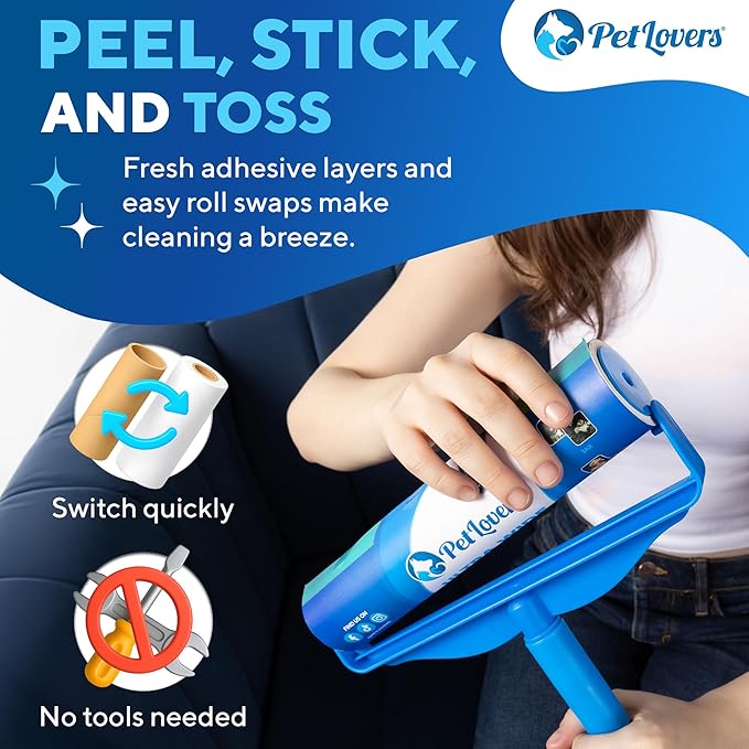 PetLovers Extra Sticky Floor Lint Roller 4 Pack of Refills Only - No Handles Included - 100 Sheets Per Refill 400 Sheets Total
