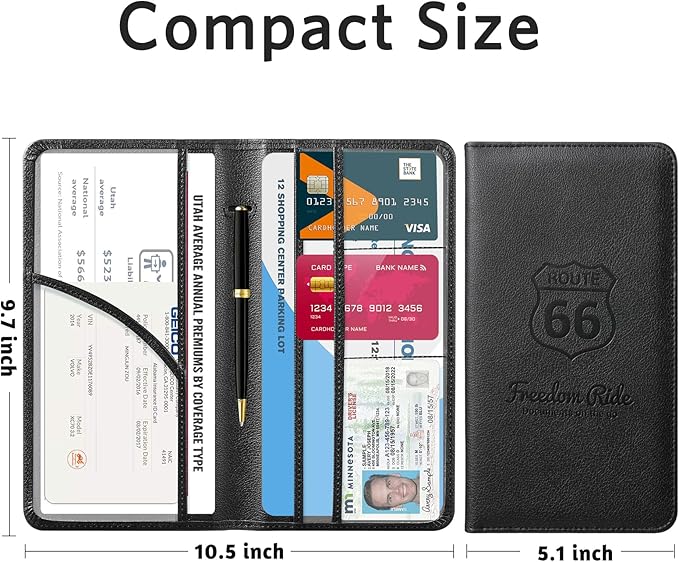 CoBak Car Registration and Insurance Holder - Vehicle Glove Box Car Organizer,Auto Truck Comparment Accessories Case with Magnetic Closure for Driver License,Cards