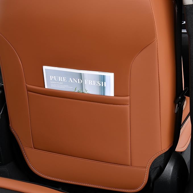 FLORICH Seat Covers for Cars, Waterproof Seat Covers, Leather Car Seat Covers 2 Pack, Universal Seat Cushion Protector for Most Cars Trucks SUV-Brown&Black