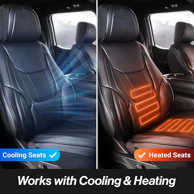 Coverland Custom Fit Car Seat Covers for SUV Compatible with [Captiva Sport, Rogue, Cayenne, Tiguan] Premium Water Resistant Leather Non-Slip Interior Protector [Full Set Black - Size Chart X65]
