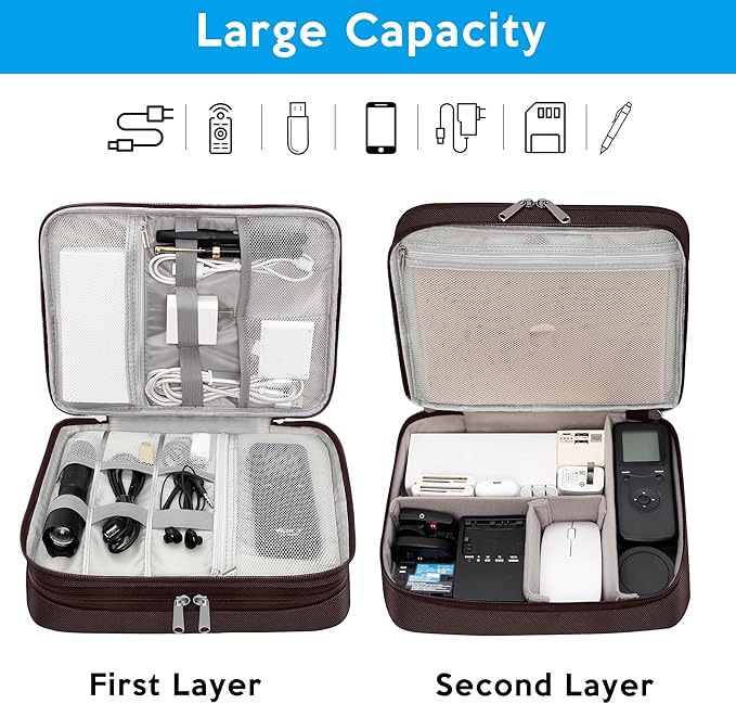 CILLA Electronic Organizer Travel Case, Travel Cord Organizer Case Portable Waterproof Cable Organizer Bag for Charger, Cord, USB, Power Bank, Earphone