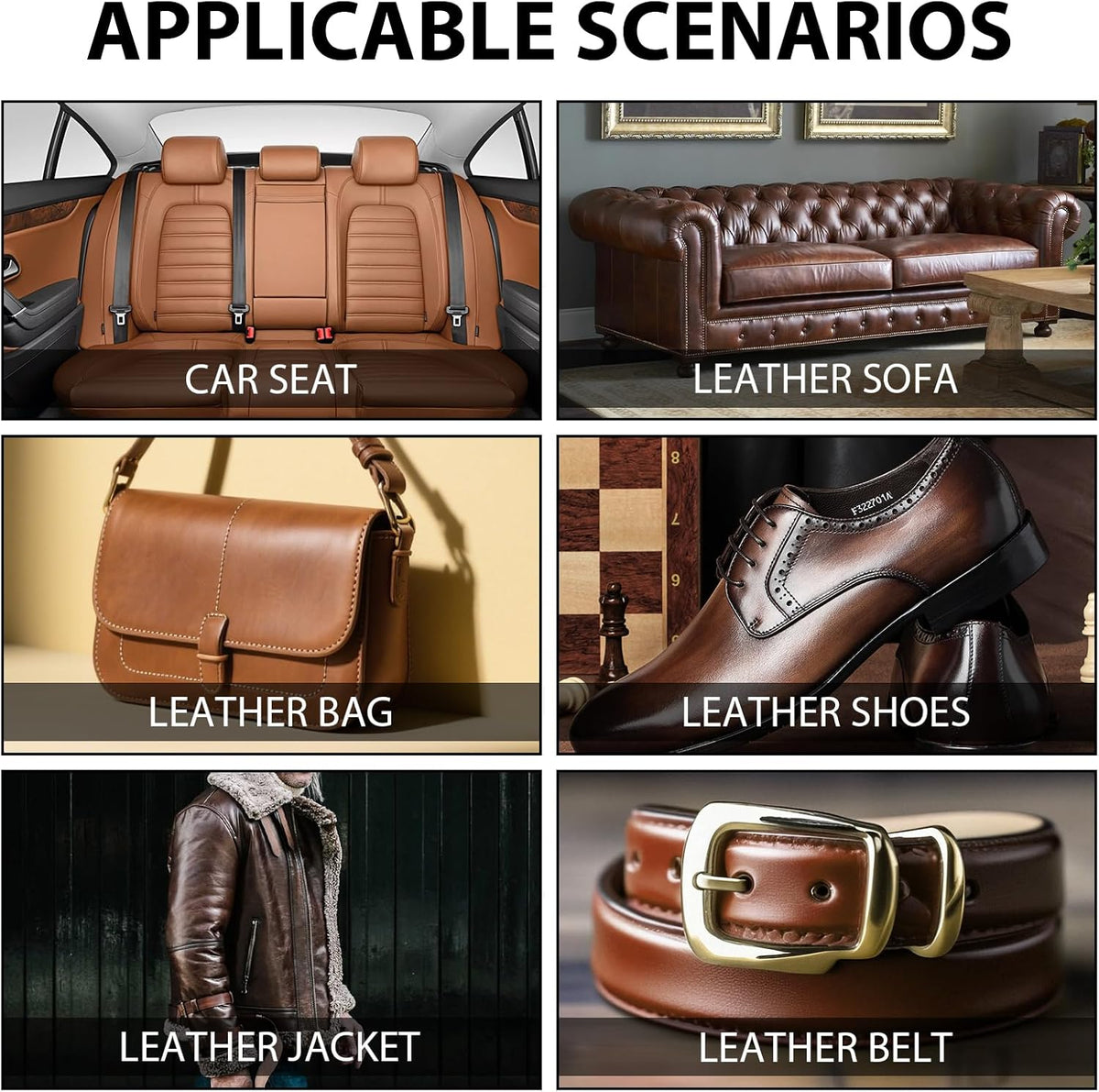 Leather Repair Kit,Car Seats, Sofa,Jacket & Purse - Repairs Burn Holes,Scratches,Tears - Restores Faux,Vinyl,Artificial and Real Leather (Brown)