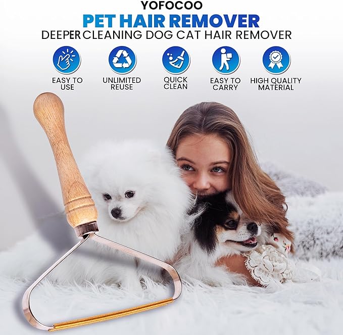 2-Pack Pet Hair Removal Tool - Lint Remover, Carpet Scraper & Shaver for Clothes and Carpets - Dog & Cat Hair Remover with Carpet Rake for Car,Rugs,Couch,Furniture - Fur Cleaner Tool