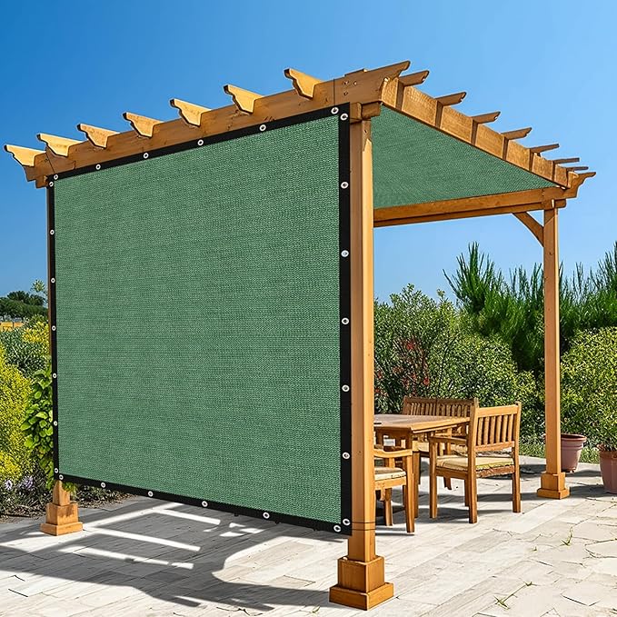 Amagenix 90% Pergola Shade Cover 8' X 8' Sun Shade Cloth with Grommets for Outdoor Garden Patio Porch, Commercial Grade 200 GSM - Cable Zip Ties Included (We Customized) GN108, Green