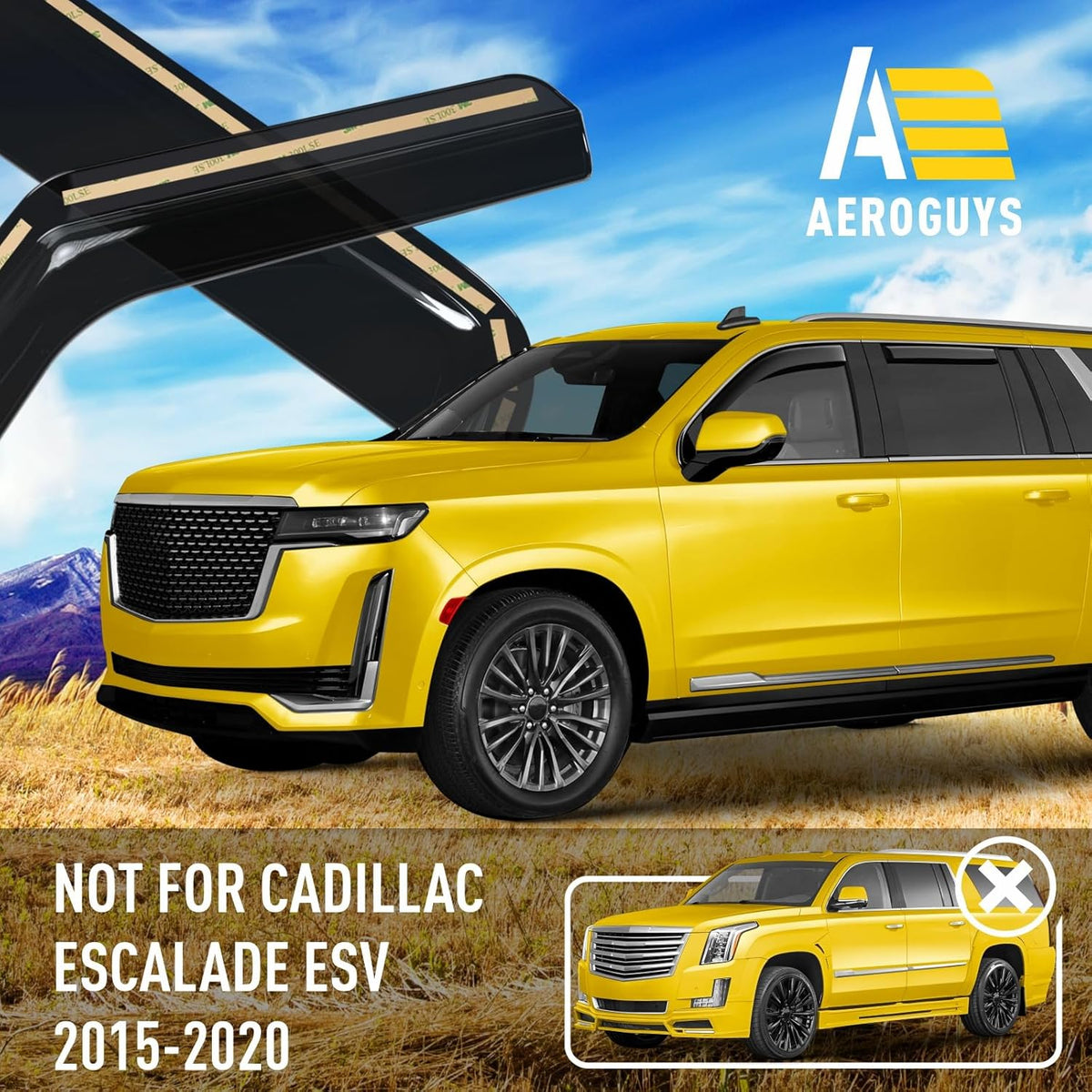 Extra Durable Window Deflectors in-Channel Window Visors Rain Guards Fit for Cadillac Escalade ESV 2021-2025, Sun Visors, Wind Vent for Shades, Exterior Car Accessories - 4 pcs. AG0889