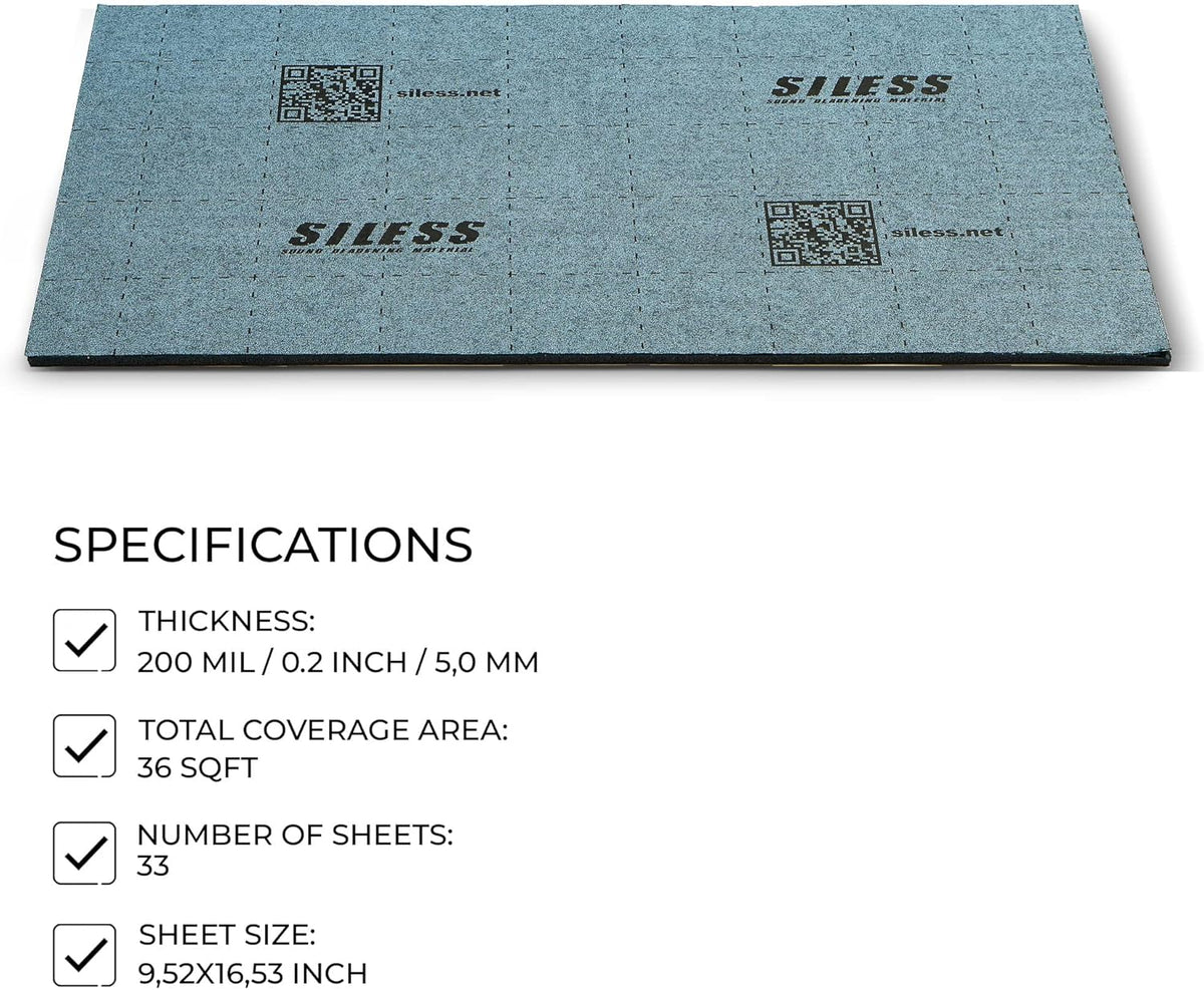 Siless LinerPRO 2in1 200 mil (5mm) 36 sqft Car Sound Deadening & Heat Insulation Closed Cell Foam - PE Foam Sound Deadener