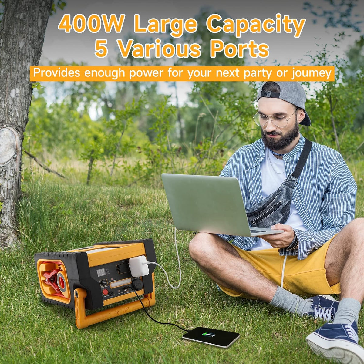 6-in-1 Car Battery Jump Starter with Air Compressor 2000A 260PSI 400W Inverter, Jump Starter Jump Box (All Gas 8.5L Diesel), Solar Portable Power Station,AC/DC/USB Ports and LED Lights