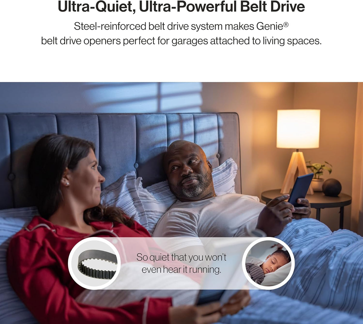 Genie SilentMax 1000 Garage Door Opener - Ultra-Quiet Belt Drive - Includes two 3-Button Pre-Programmed Remotes, Wall Console, Wireless Keypad, Safe T-Beams - Model 3042-TKH, 140V DC Motor