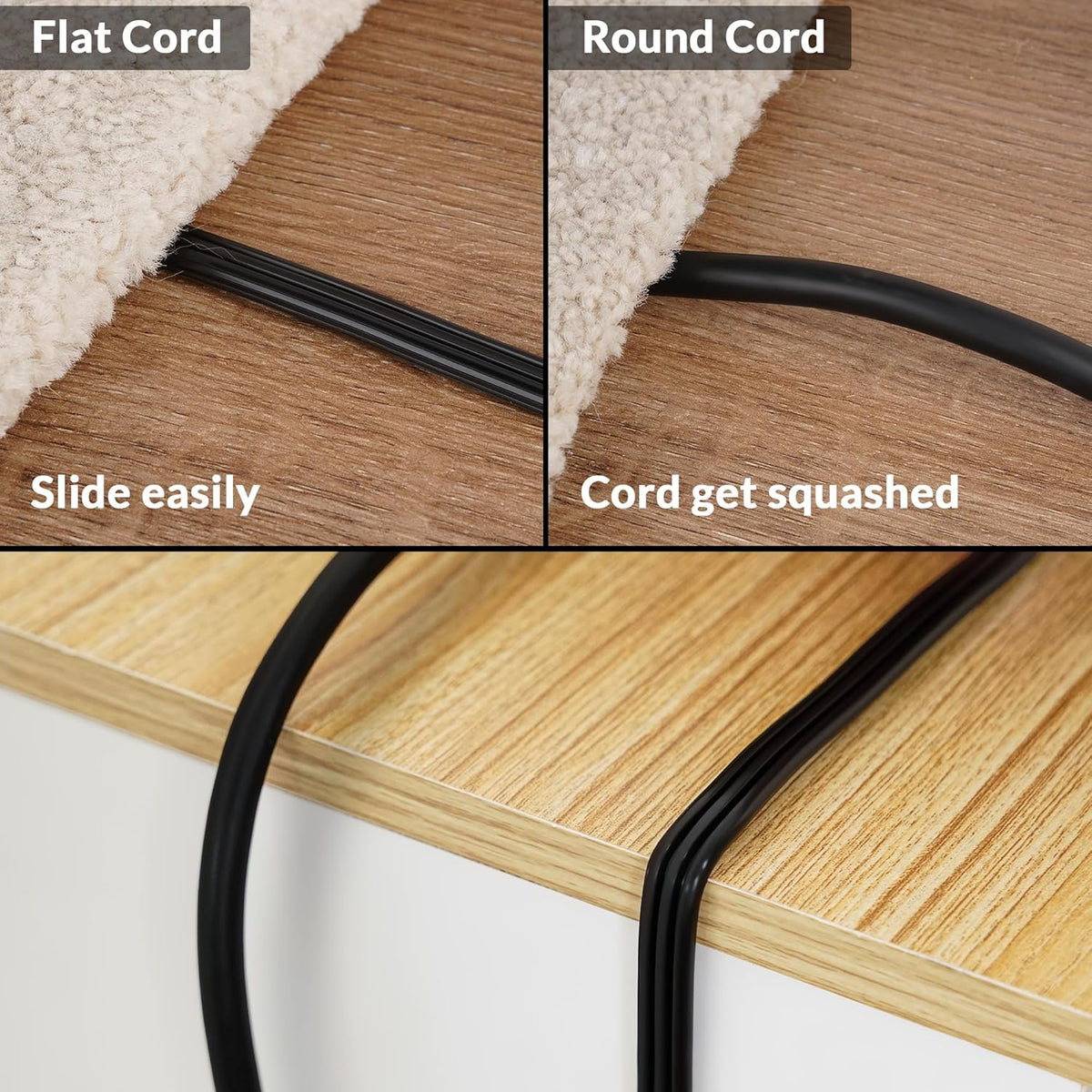 Elecan Flat Plug Extension Cord 4 Ft 2 Pack with Slim Space-Saving Plug Design, Thin Flat Cable Low Profile Power Cord 3 Prong Grounded Wire, 16 Gauge 13 A/125 V-Black-ETL Certified