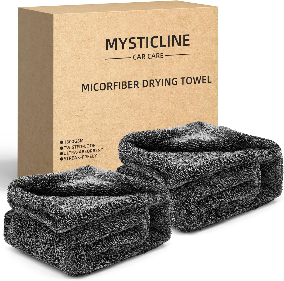 2 Pack 1300 GSM Car Drying Towel,Double-Sided Microfiber Towels for Cars(36" x 24"),Extra Large Ultra Absorbent,Without Residual Lint,Scratches or Water Spots