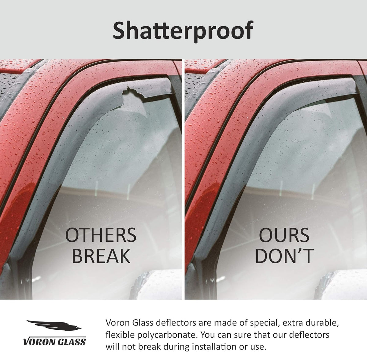 Voron Glass in-Channel Extra Durable Rain Guards for Trucks Chevrolet (Chevy) Silverado/GMC Sierra 2014-2018 Double Cab, Window Deflectors, Vent Window Visors, 4 Pieces - 230092