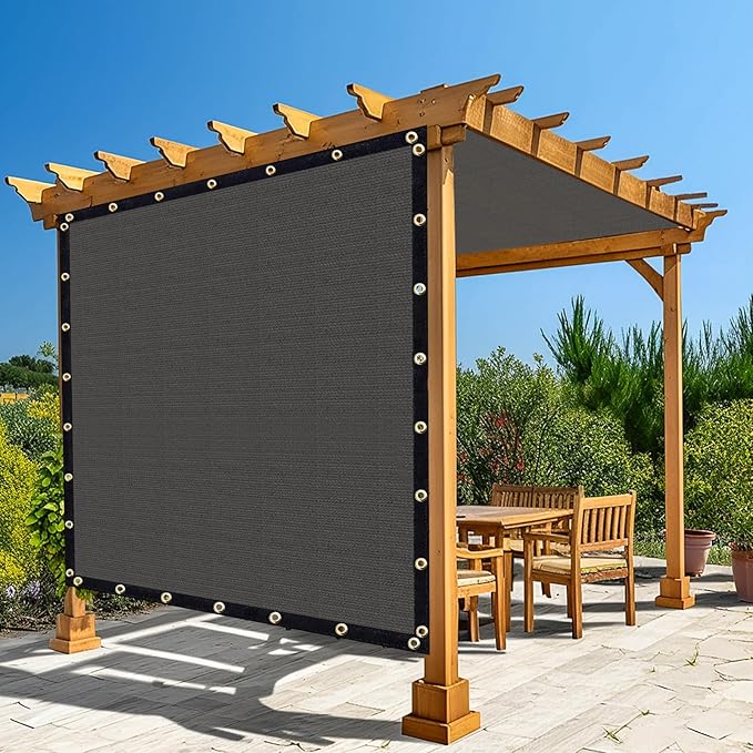 Amagenix 90% Pergola Shade Cover 4'X 22' Dark Gray Sun Shade Cloth with Grommets for Outdoor Garden Patio Porch-Commercial Grade 200 GSM-Cable Zip Ties Included (We Customized)