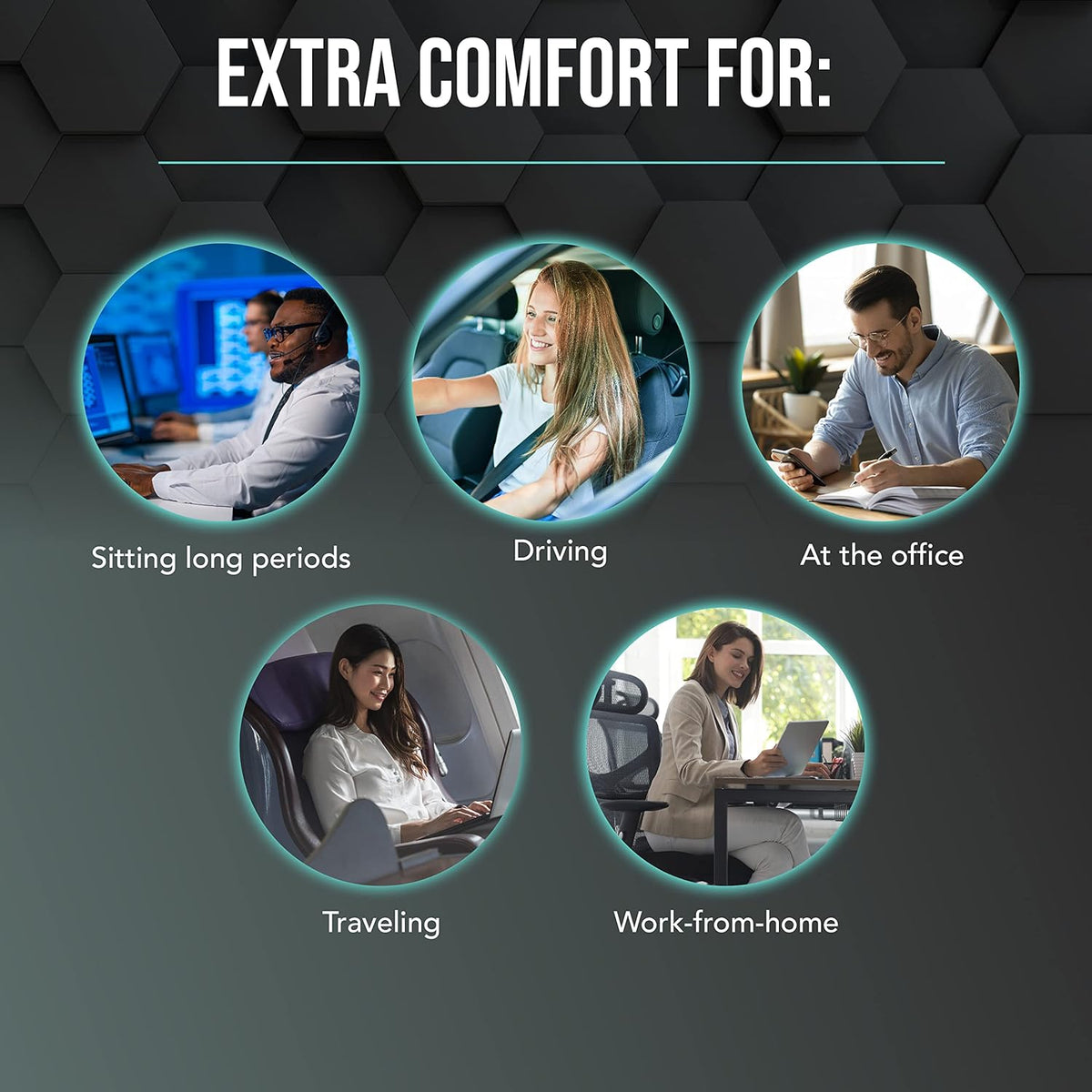SAMSONITE Lumbar Support Pillow for Office Chair and Car Seat, Perfectly Balanced Memory Foam, Versatile Use Lower Back Cushion, Gray