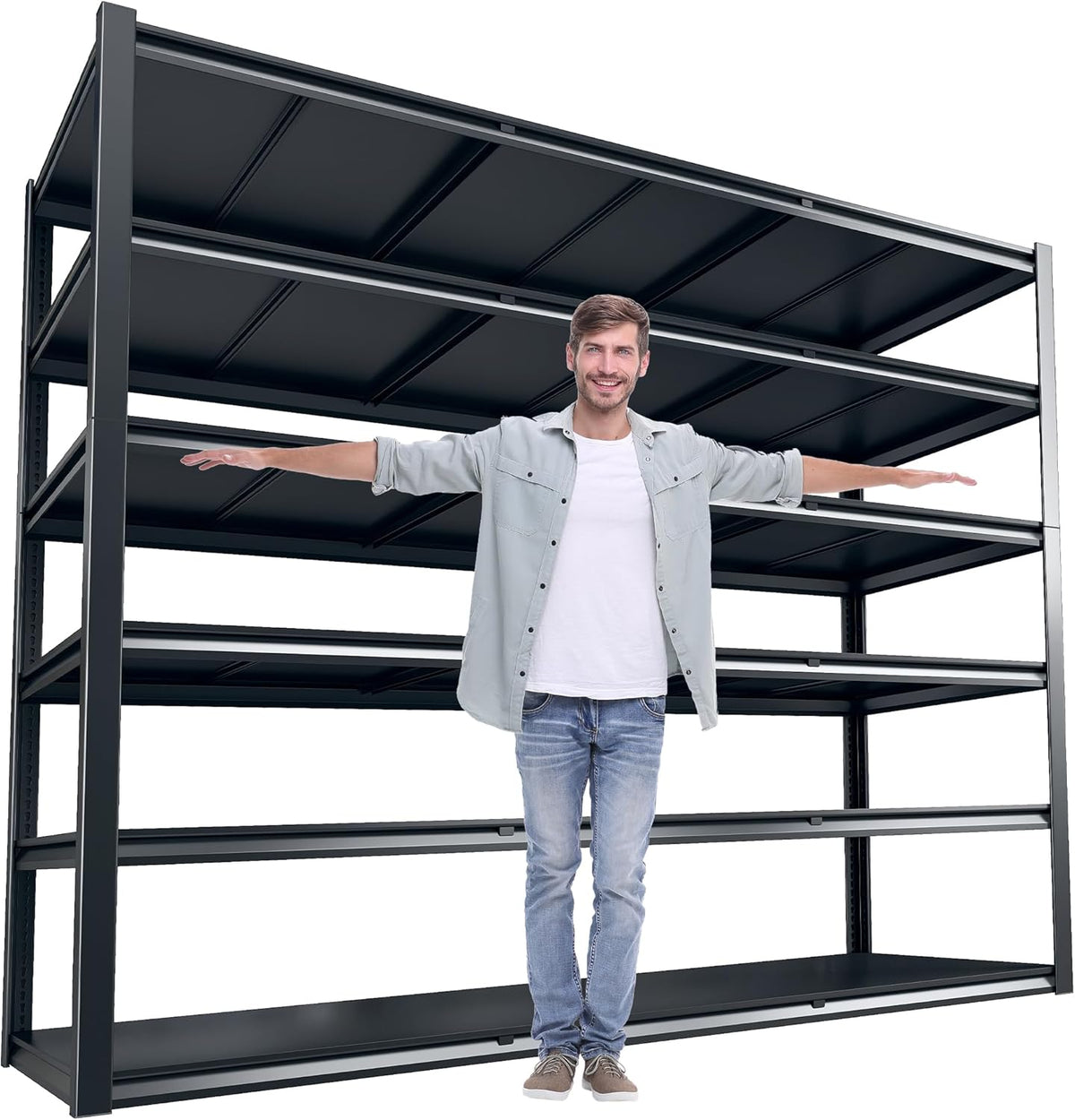 REIBII 84“H Garage Shelving Heavy Duty Storage Shelves 3500 LBS Adjustable Metal Shelving Uints and Storage for Garage,Warehouse,School,Commercial,Business, 60 "W x 24 "D x 84 "H