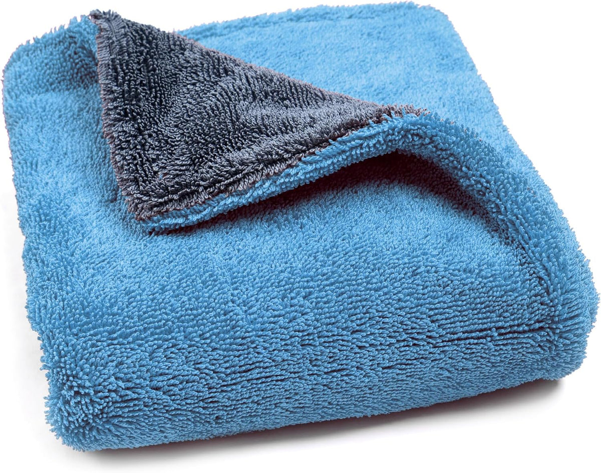 LIVOS Car Drying Towel, Premium Microfiber Towels for Cars, 1000GSM, Edgeless Twisted Loop Design, No Streaks, Scratches, or Water Spot, Absorbent Wash Towel, 18" x 24" (Blue&Grey)