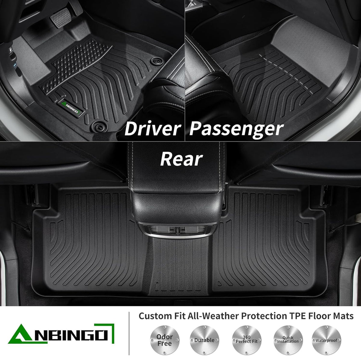 ANBINGO®-Floor Mats & Cargo Liner for Nissan Kicks 2025 2026 SR/SV (Only fit Upper Cargo Deck) All Weather Protection TPE Full Set Floor Mats for 2025 2026 Nissan Kicks Accessories