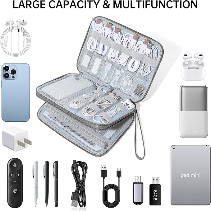 CILLA Electronics Organizer Travel, Travel Cord Organizer Case, Compact Electronics Accessories Bag for Cable, Cord, Charger, Phone
