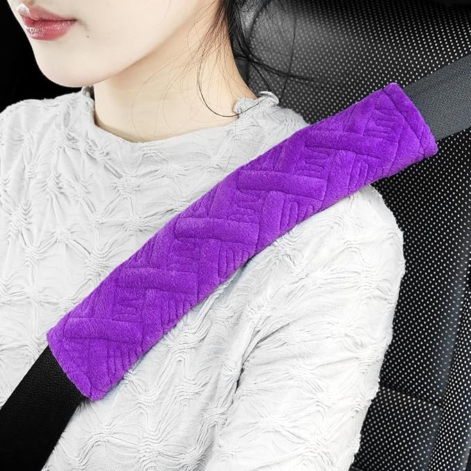 JUSTTOP 2-Pack Universal Car Seat Belt Pads Cover for A More Comfortable Driving, Seat Belt Shoulder Strap Covers Harness Pad for Car Interior Accessories(Purple)