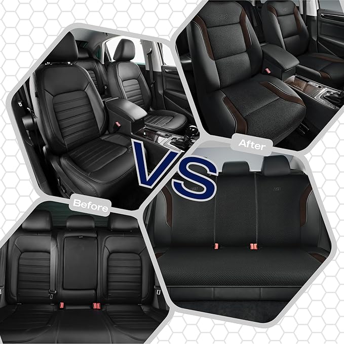 Skechers Memory Foam Car Seat Covers, Air Cool Mesh Thick Seat Covers, Car Seat Full Sets Airbag Compatible, Automotive Comfort for Most Cars,Vans,Trucks, SUVs,Brown
