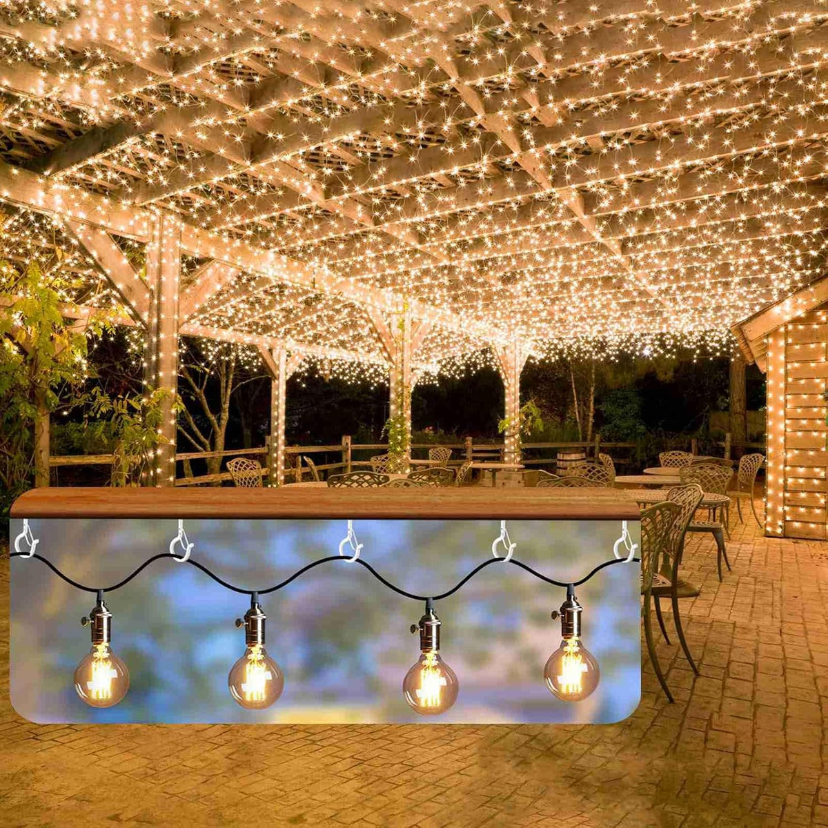 48 PCS Q-Hanger Hooks, Screw Hooks for Outdoor String Lights, Safety Buckle Design Cup Eye Hook for Hanging Christmas Lights, Plants, Mounted on Wall Ceiling, Include 1 Wing Nut Driver, White