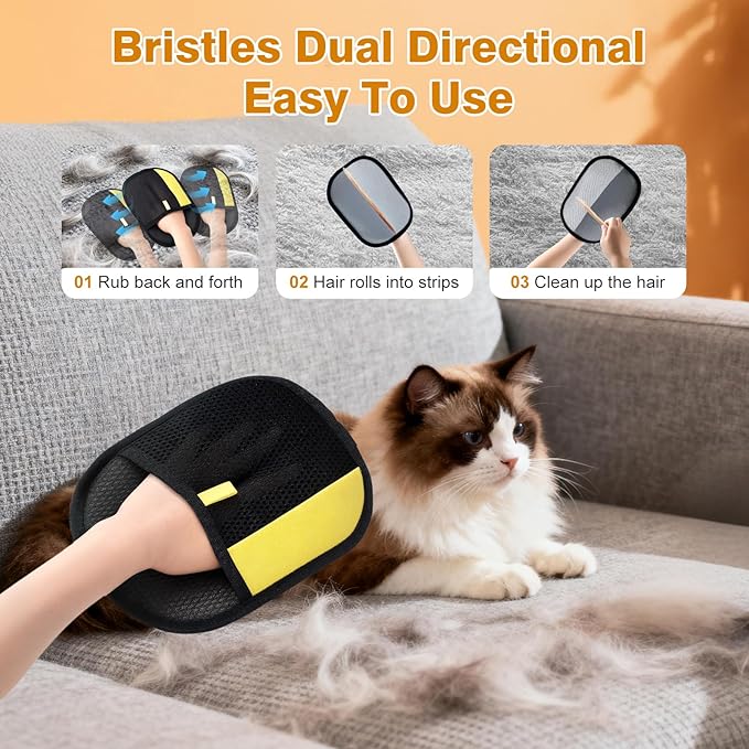 2Pcs Pet Hair Removal Gloves for Cats and Dogs.Reusable electrostatic pet Hair Removal Gloves.Pet Hair Removal Tool Suitable for Sofas, Bed Sheets, Clothing, and car Seats.Hair Remover Glove
