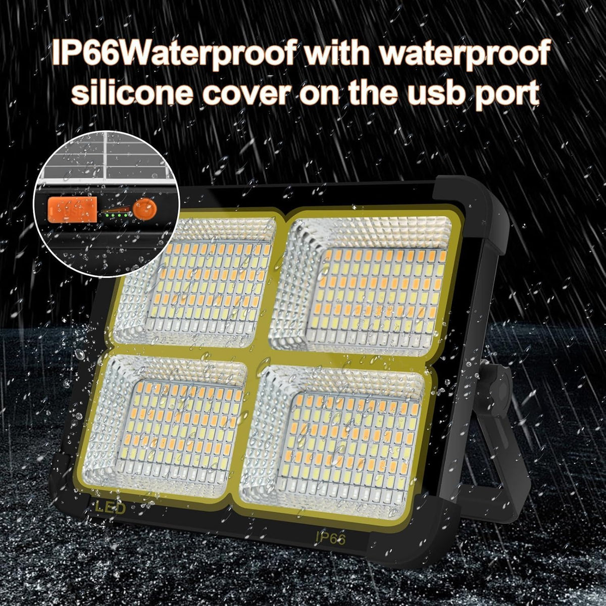 Portable LED Work Solar Light 100W 16500mAh 10000 LM with Stepless Brightness Job Site Battery Rechargeable LED Floor Light for Emergency Worklight for Hurricane (Black)